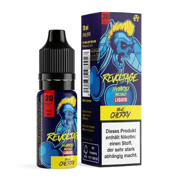Revoltage Blue Cherry E-Liquid 20mg mit E-Liquid und Verpackung