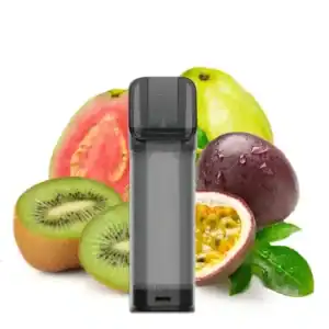 ELFA PODS Kiwi Passionfruit Guava Produktbild mit den Früchten Kiwi, Passionsfrucht und Guava abgebildet