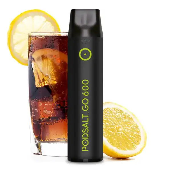 Pod Salt Cola Lime mit Cola und Zitrone im Hintergrund