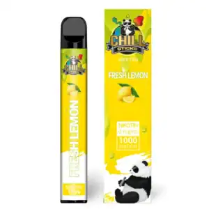 Bild mit Chillsticks Fresh Lemon nikotinfrei im Hintergrund ist die Verpackung.