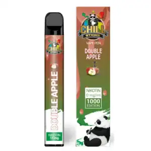 Bild mit Chillsticks Double Apple nikotinfrei im Hintergrund ist die Verpackung.