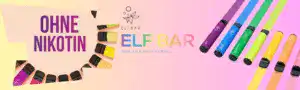 Elfbar600 Banner mit Nikotinfreien Vapes im Hintergrund