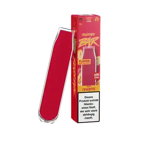 Bild mit Revoltage Red Pineapple Nikotinfrei im Hintergrund ist die Verpackung.