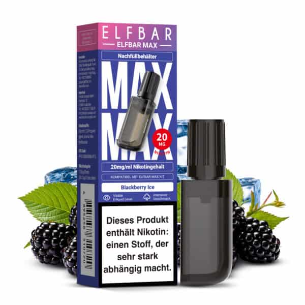 ELFBAR MAX Blackberry Ice Pod – dunkle Brombeere mit kühlender Ice‑Note, 20 mg/ml Nikotin, 10 ml Liquid