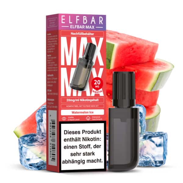 ELFBAR MAX Watermelon Ice Pod – saftige Wassermelone mit kühler Ice‑Note, 20 mg/ml Nikotin, 10 ml Liquid