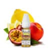 Verpackung von Elfliq Lemon Peach Passionfruit – aromatisches Nikotinsalz-Liquid mit einem Nikotingehalt von **10 mg/ml**. Der Geschmack vereint spritzige Zitrone, saftigen Pfirsich und exotische Passionsfrucht zu einem fruchtig-frischen Dampferlebnis. Im Vordergrund steht das Liquid-Fläschchen, umgeben von aufgeschnittener Passionsfrucht, reifen Pfirsichen und frischen Zitronenscheiben als visuelle Inszenierung des Geschmacksprofils.